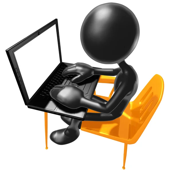 Student aan bureau met laptop — Stockfoto