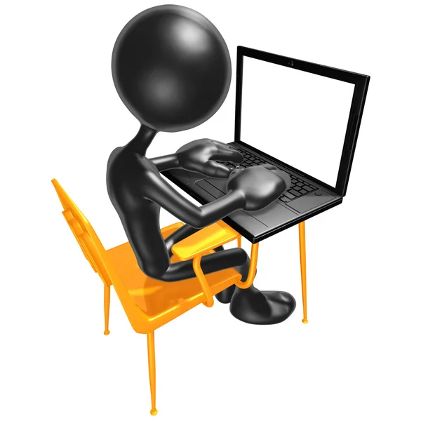Öğrenci ile dizüstü bilgisayar masası — Stok fotoğraf