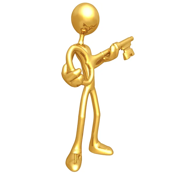 Altın anahtar tutan — Stok fotoğraf