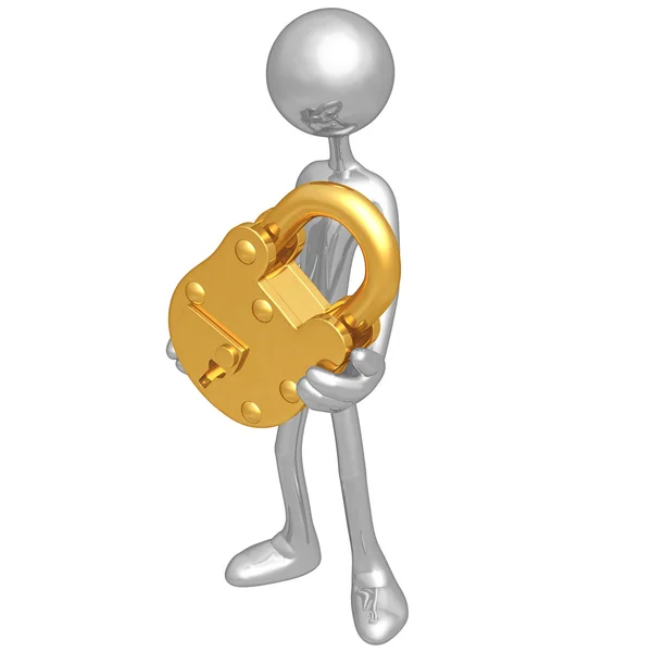 Man with lock — Stock Photo, Image