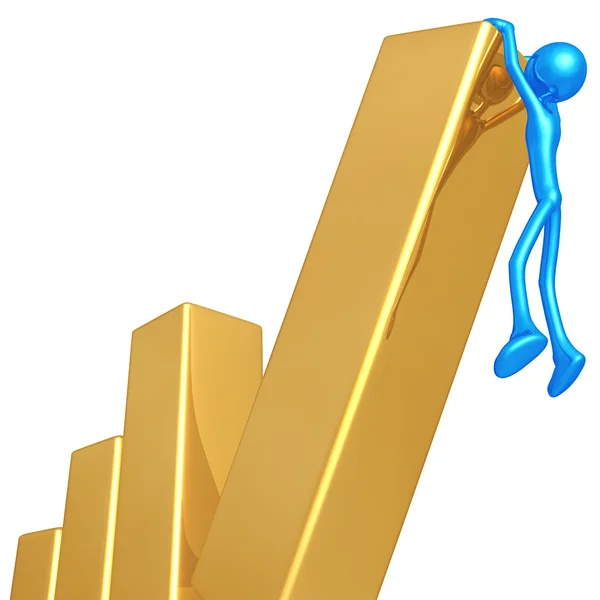 Hanging On The Tipping Bar Graph — Stock Photo, Image