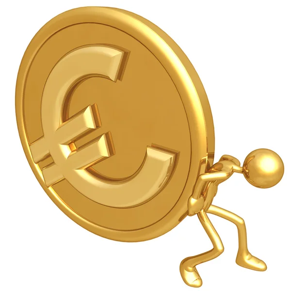 Pchanie złote monety euro — Zdjęcie stockowe