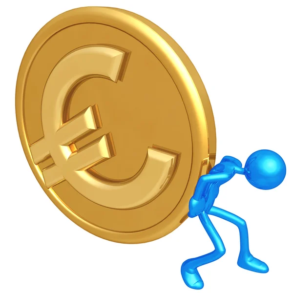 Gouden euromunt duwen — Stockfoto