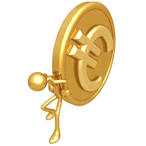 Gouden euromunt duwen — Stockfoto