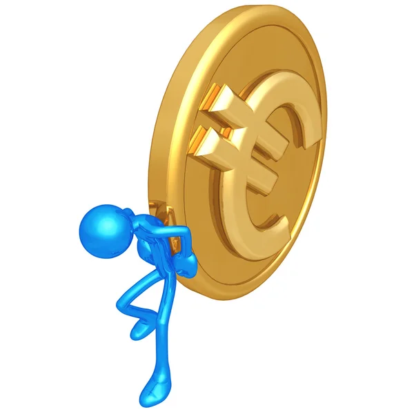 Empurrando moedas de ouro euro — Fotografia de Stock