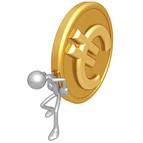 Empujando moneda de oro euro —  Fotos de Stock