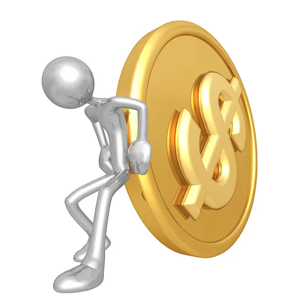 Tlačení zlaté mince dolaru — Stock fotografie