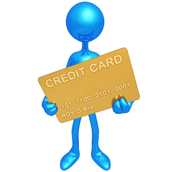 Drží zlatou kreditní kartu — Stock fotografie