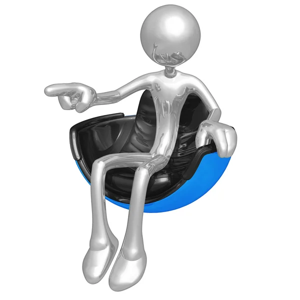 Pointing In Hovering Futuristic Chair — Stock Photo, Image