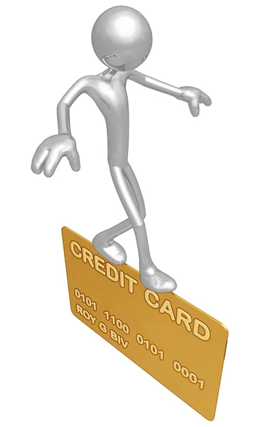 Netwerktaakverdeling op gouden credit card — Stockfoto