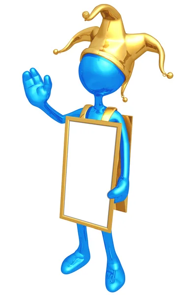 Jester Wearing A Sign — Stock Photo, Image