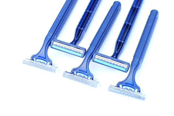 Disposable blu razors, duoble blade and plastic body — Stock Photo, Image
