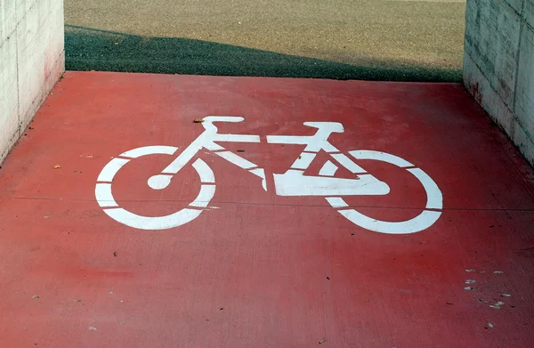 Road sign of bicycle lane, only bike and allowed — Stock Photo, Image