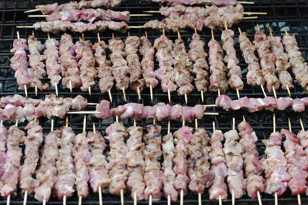 Lamb kabobs grilled on skewers — Stock Photo, Image