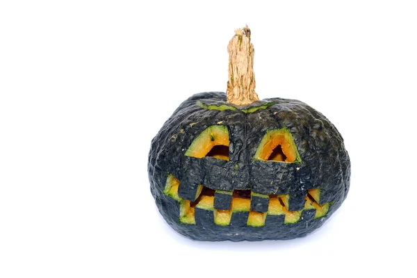 stock image Homemade halloween pumpkin isolated on white background