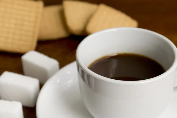 Coffee, sugar and cookies — Stock Photo, Image
