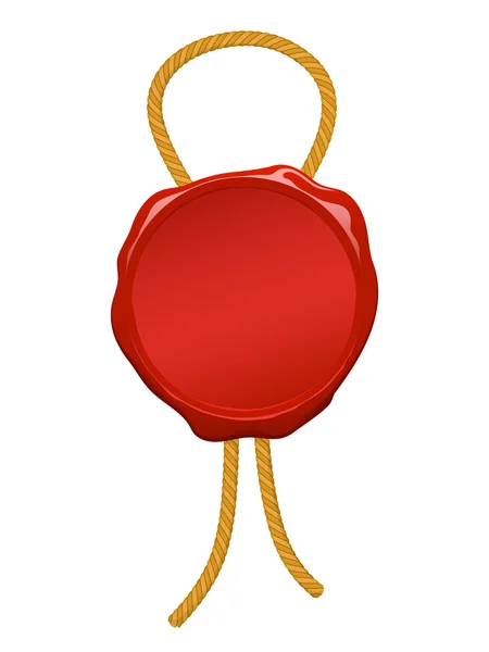 Selo de cera em branco vermelho com corda —  Vetores de Stock