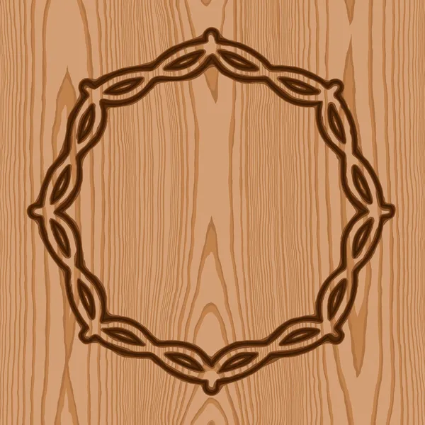 いばらブランド木製パターン背景と花輪 — ストックベクタ