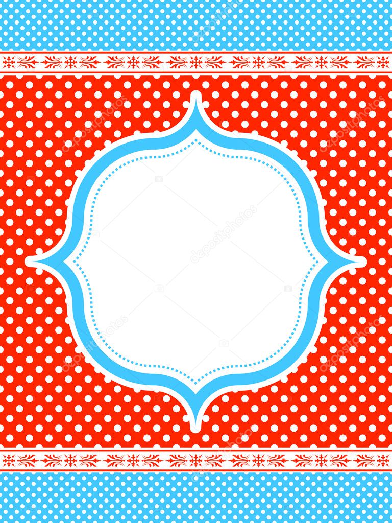 Blue and red polka dot pattern frame