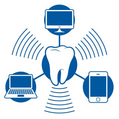 Bluetooth icon communication set with computer notebook and phone clipart