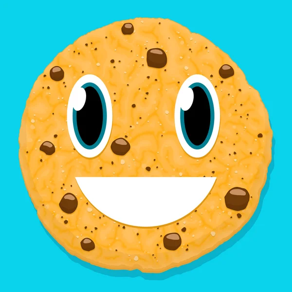 Aranyos csokoládé cookie karakter a mosolygó arc — Stock Vector