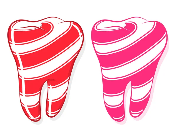 Caramelle a strisce denti idioma dente dolce — Vettoriale Stock