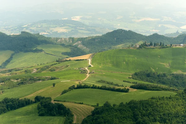 Yaz Emilia Romagna bölgesindeki (İtalya) Sogliano üzerinden manzara — Stok fotoğraf