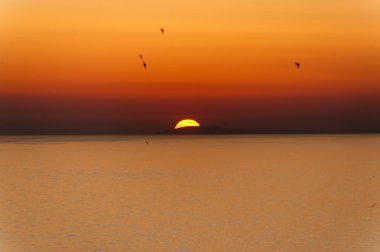 Sunset over the sea at Rodi Garganico (Foggia, Puglia, Italy) clipart