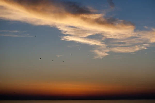 Zachód słońca nad morzem w rodi garganico (foggia, puglia, Włochy) — Zdjęcie stockowe