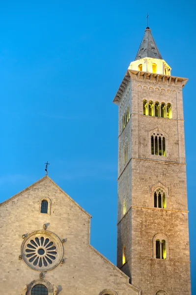 Trani (puglia, Włochy) - średniowieczną katedrę w nocy — Zdjęcie stockowe