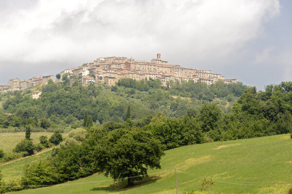Chiusdino (Siena, Tuscany, Italy), panoramic view at summer