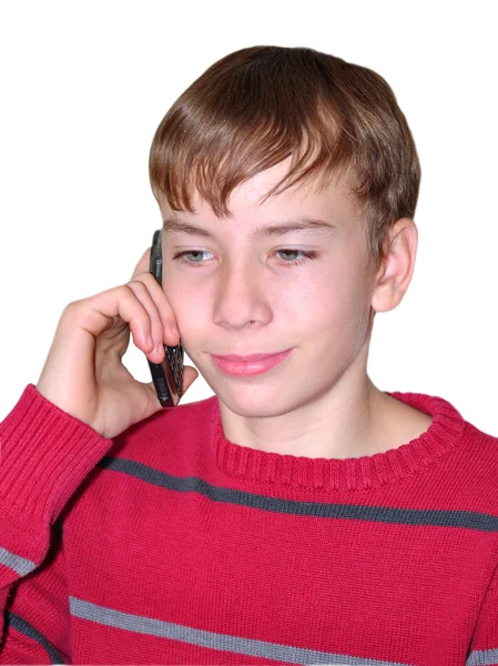 Мальчик разговаривает по мобильному телефону — Stock Photo, Image