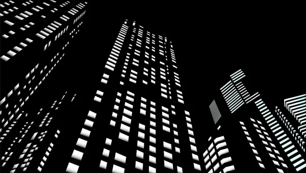 Wolkenkratzer in einer Nachtstadt — Stockvektor
