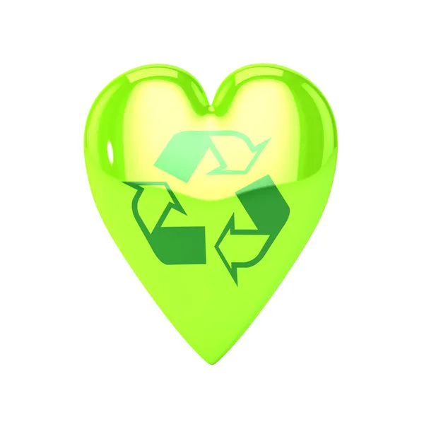 Gröna återvinna hjärta — Stockfoto
