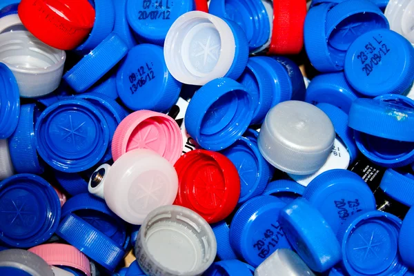 Plastik şişe kapakları — Stok fotoğraf