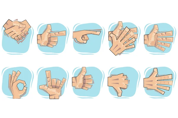 Conjunto de iconos Doodled Hand Sign . — Vector de stock