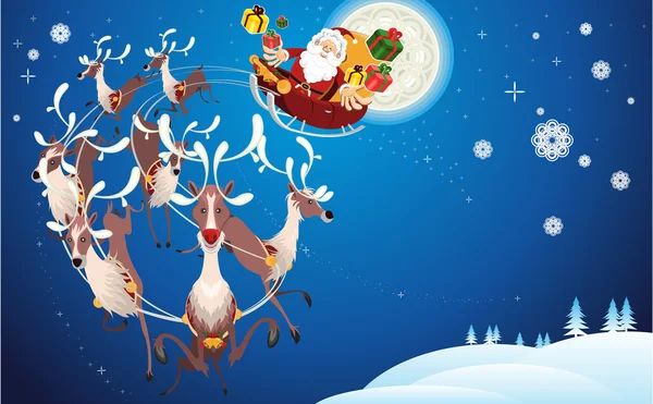 Mikołaj i renifery świąteczne — Wektor stockowy