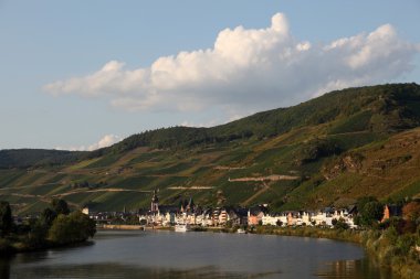 View over town Zell at Mosel river, Germany clipart