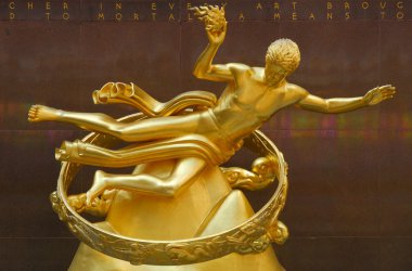 Golden Prometheus Statue at Rockefeller Center clipart