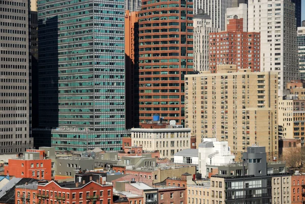 Edifícios no centro de Manhattan, Nova Iorque — Fotografia de Stock
