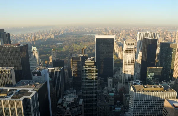Vista aerea su Manhattan con Central Park, New York — Foto Stock