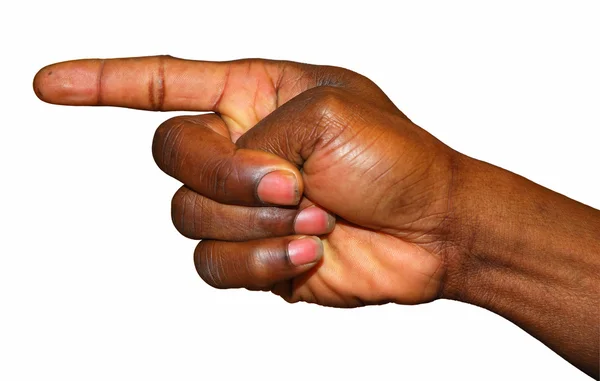 Finger pointig a maneira isolada no fundo branco — Fotografia de Stock