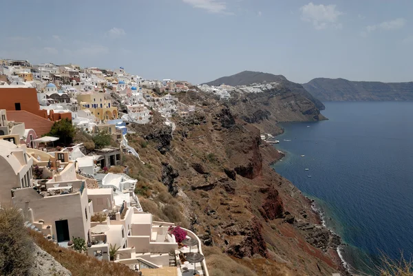 Aerial view over Oia, town on the island Santorini, Greece — Stock Photo, Image