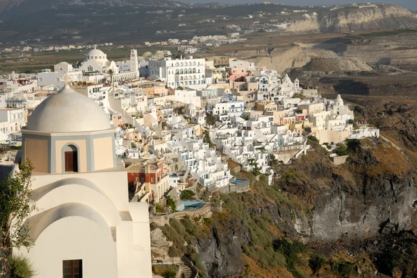 Luchtfoto uitzicht over thira santorini, Griekenland — Stockfoto