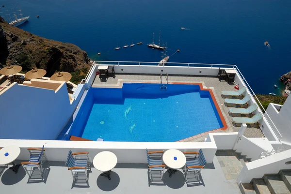 圣托里尼岛希腊游泳池 — 图库照片
