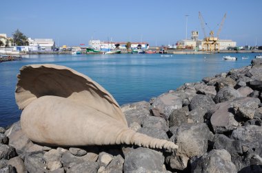 Shell sculpture in Puerto del Rosario, Fuerteventura Spain clipart