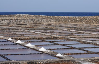 Salt evaporation ponds near Caleta de Fuste on Canary Island Fuerteventura, clipart