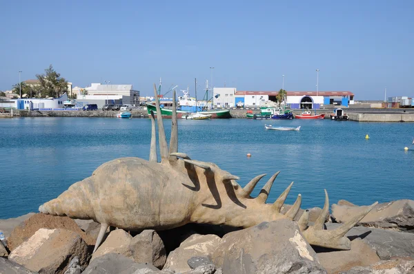 Shell-skulptur i hamnen i puerto del rosario, fuerteventura Spanien — Stockfoto