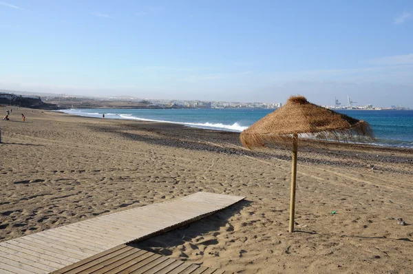 Playa blanca poblíž puerto del rosario, Kanárské ostrov fuerteventura, Španělsko — Stock fotografie