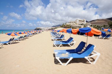 Sun lounger on the beach, Fuerteventura clipart